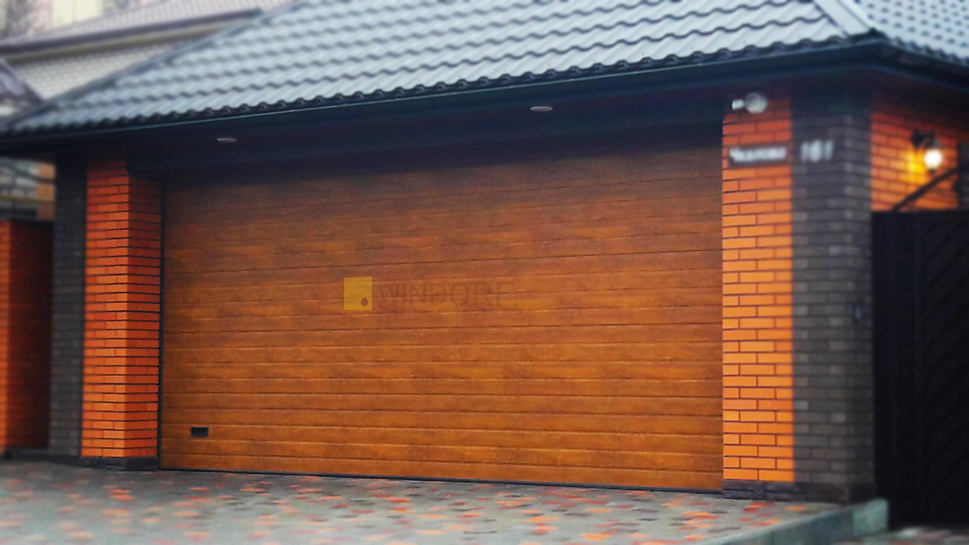 Windorf - Гаражные секционные ворота в цвете Золотой дуб, структура панели S-гофр